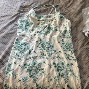 Floral and dragonfly cowl neck midi dress